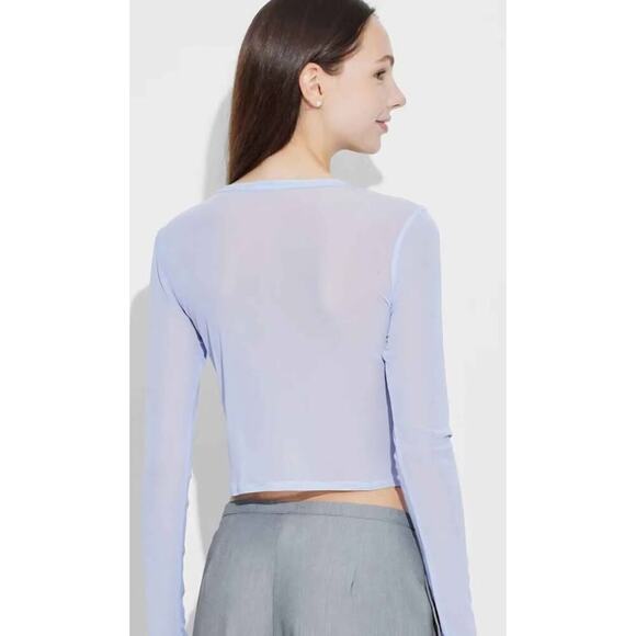 Wild Fable Light Aqua Blue Sheer Cropped Button Cardigan Top...xsmall - Picture 2 of 6